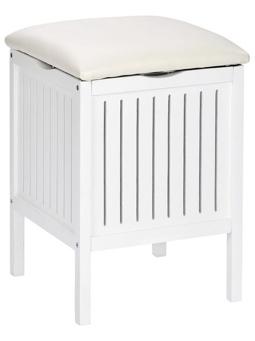 Tabouret de salle de bainen bois avec rangement Olso - Kiabi
