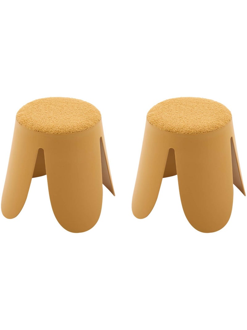 Tabouret empilable enfant bouclette texturée (lot de 2) Niki kids Moutarde - Kiabi