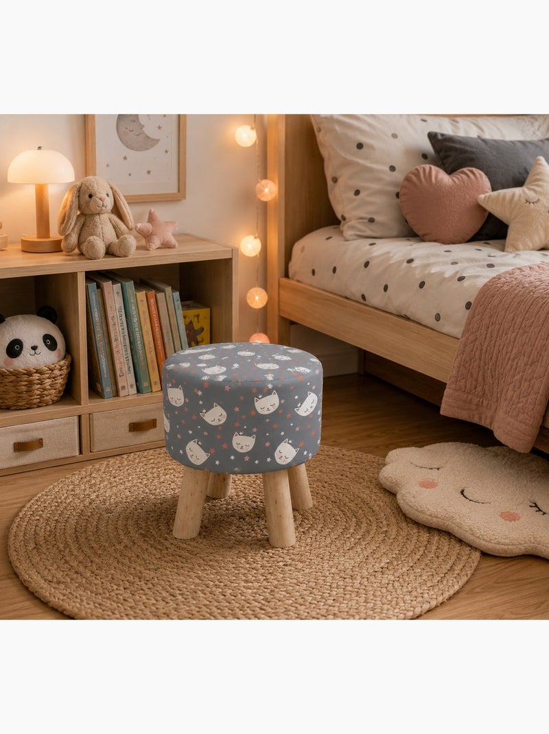 Tabouret Miaou Tête de Chat Bleu - Kiabi