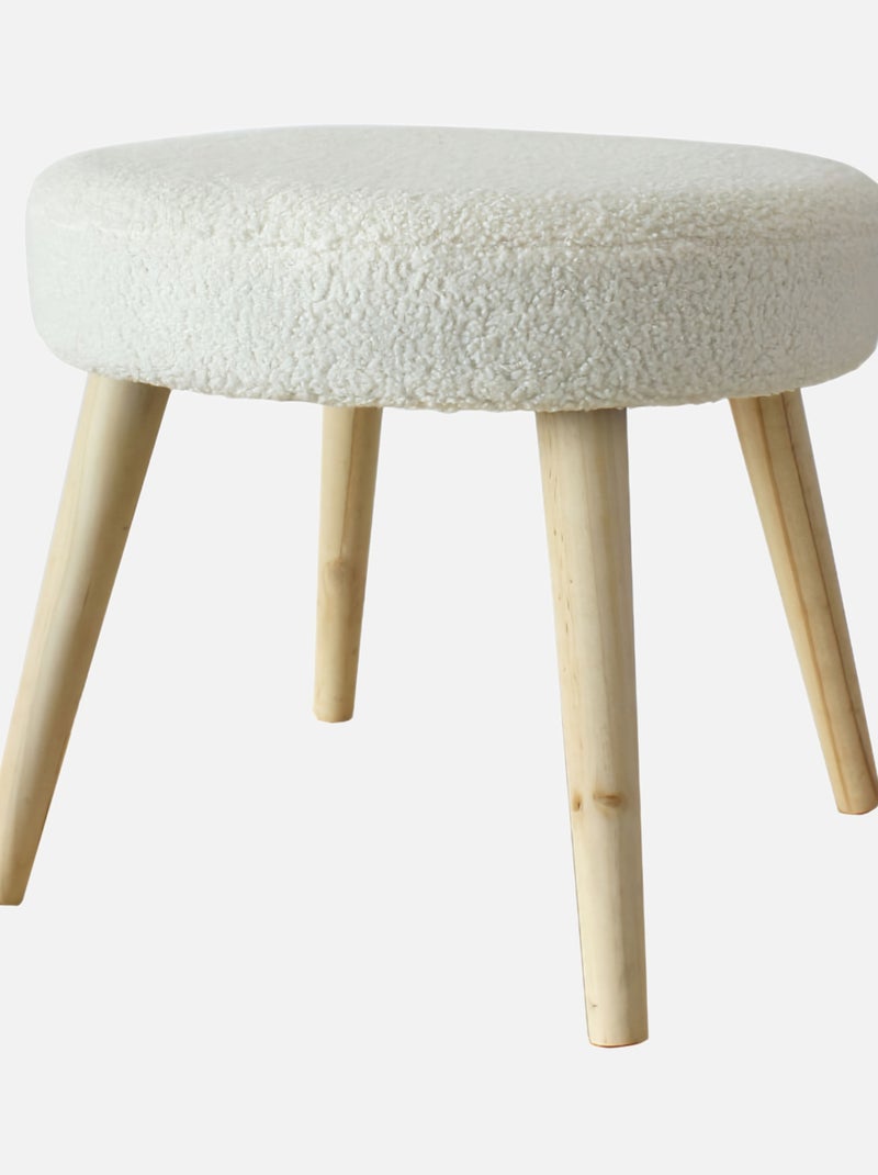 Tabouret rond en bouclettes Ecru - Kiabi