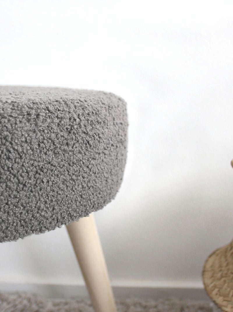 Tabouret rond en bouclettes Gris - Kiabi