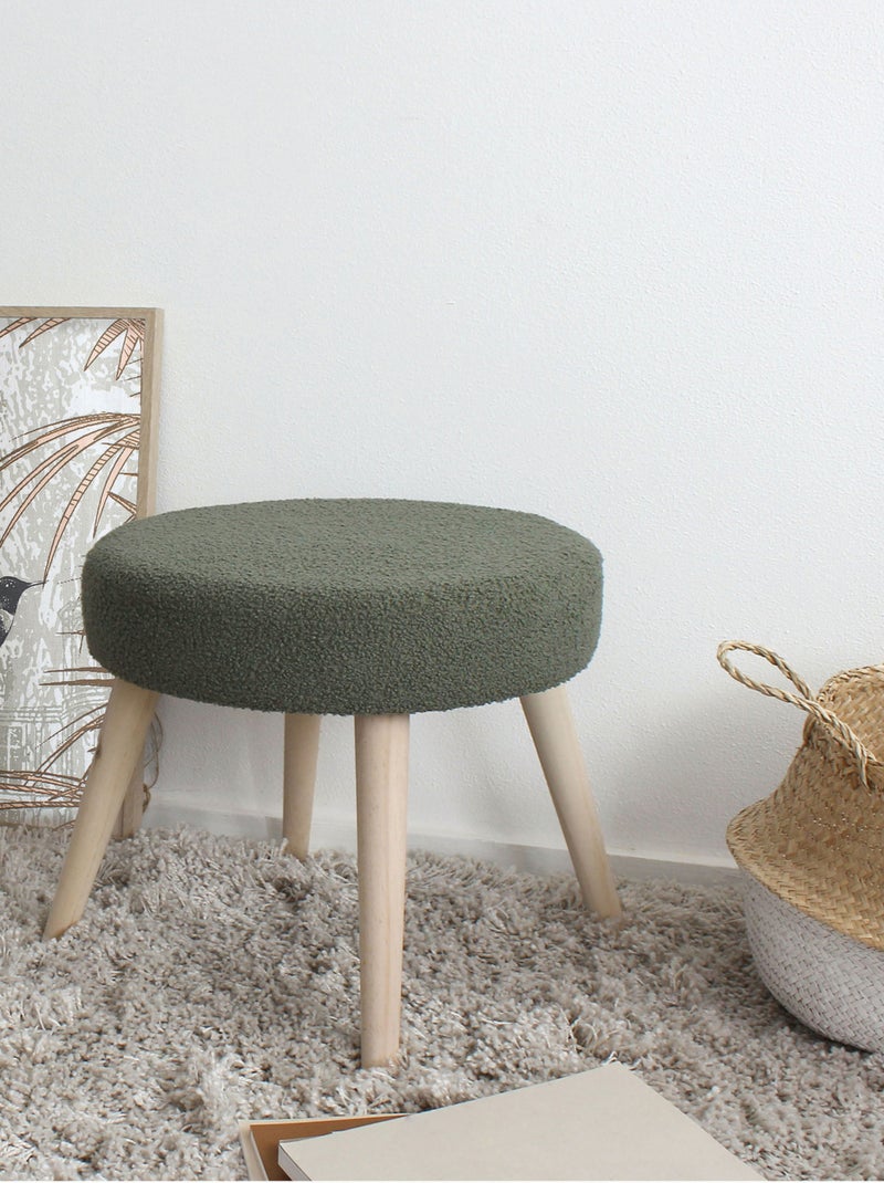 Tabouret rond en bouclettes Vert - Kiabi
