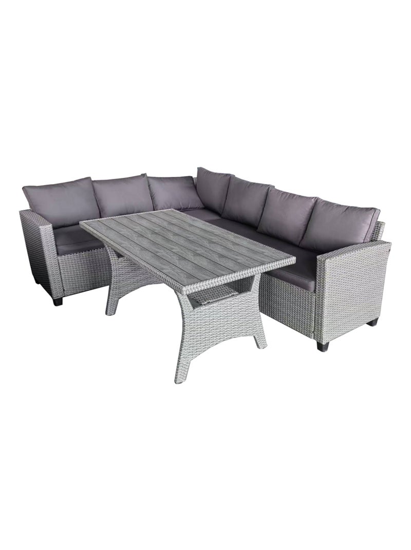 TAHAA Salon de jardin d'angle 6 places en résine tressée grise avec table Gris - Kiabi
