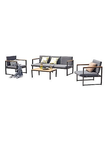 TAHINA Salon de jardin bas en aluminium gris