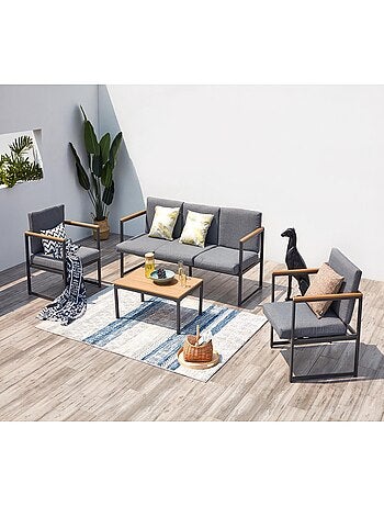 TAHINA Salon de jardin bas en aluminium gris
