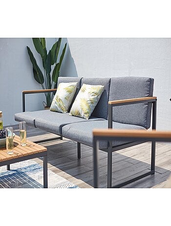 TAHINA Salon de jardin bas en aluminium gris