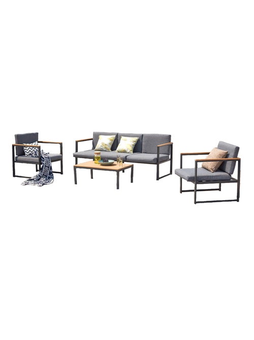 TAHINA Salon de jardin bas en aluminium gris - Kiabi