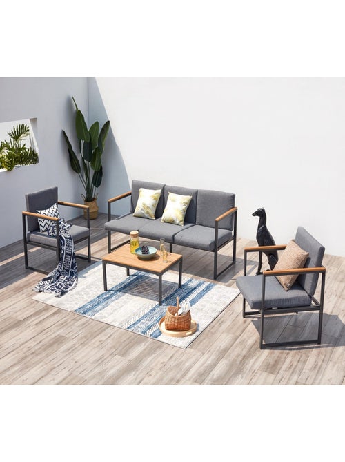 TAHINA Salon de jardin bas en aluminium gris - Kiabi