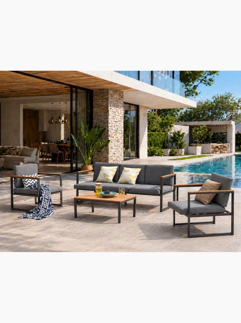 TAHINA Salon de jardin bas en aluminium gris Gris - Kiabi