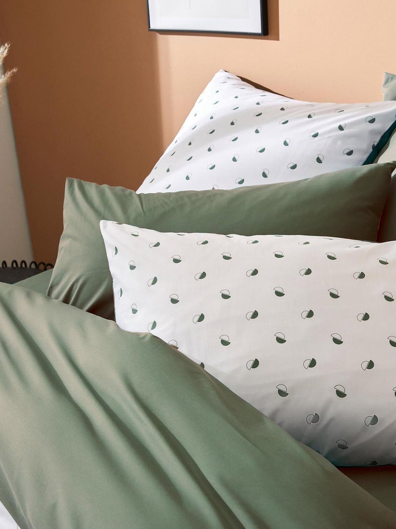 taie d oreiller percale géométrique Vert olive - Kiabi