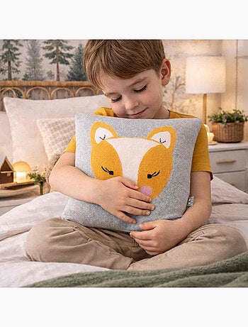 Taie de coussin en coton tricoté, RENARD SEVIRA KIDS