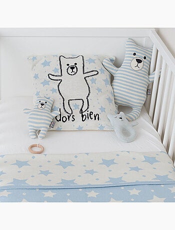 Taie de coussin enfant tricoté, Ourson SEVIRA KIDS