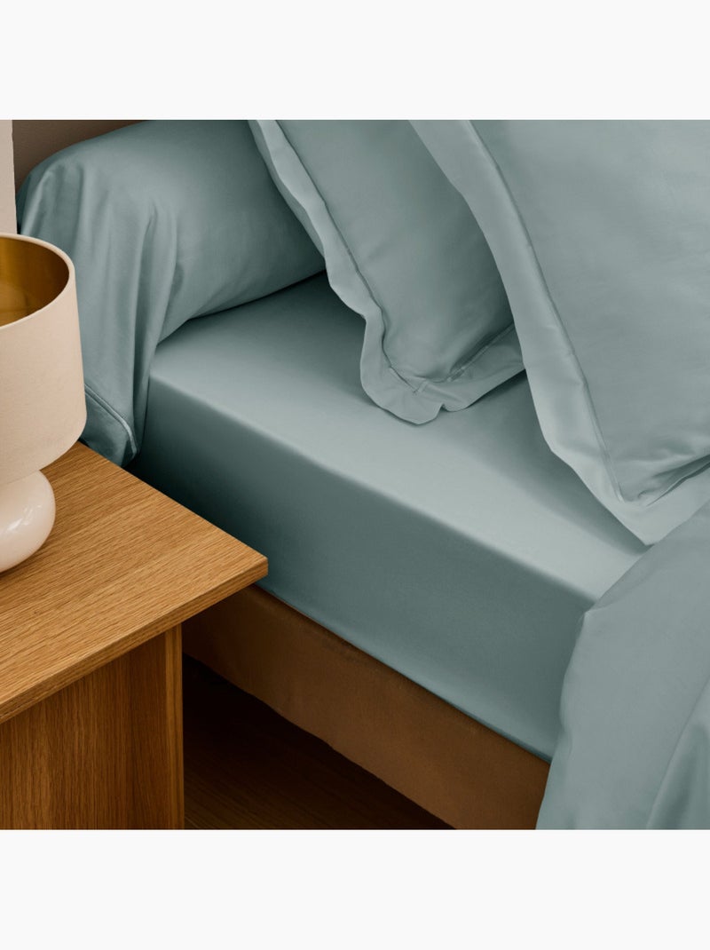 Taie de traversin - Coton Pur - 100% Satin de coton Peigné" / 120 fils/cm² Bleu céladon - Kiabi