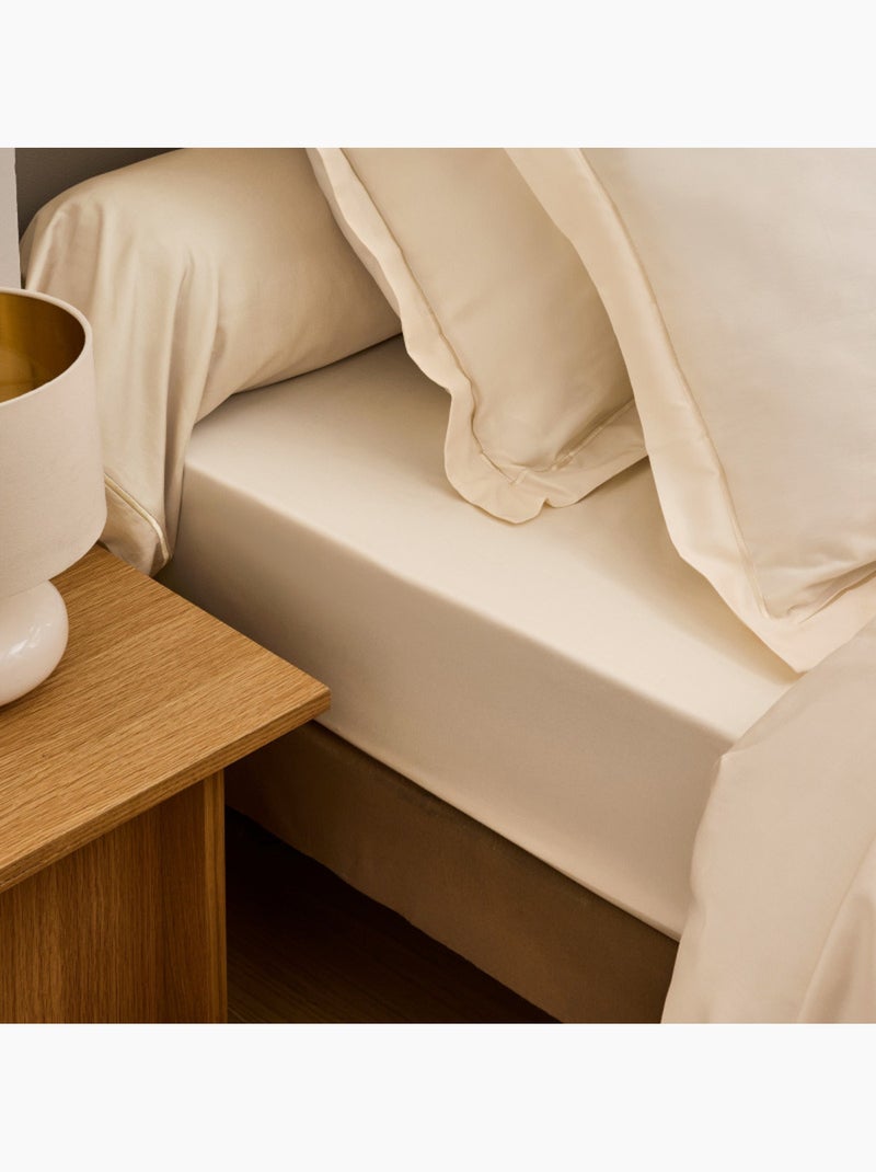 Taie de traversin - Coton Pur - 100% Satin de coton Peigné" / 120 fils/cm² Crème - Kiabi