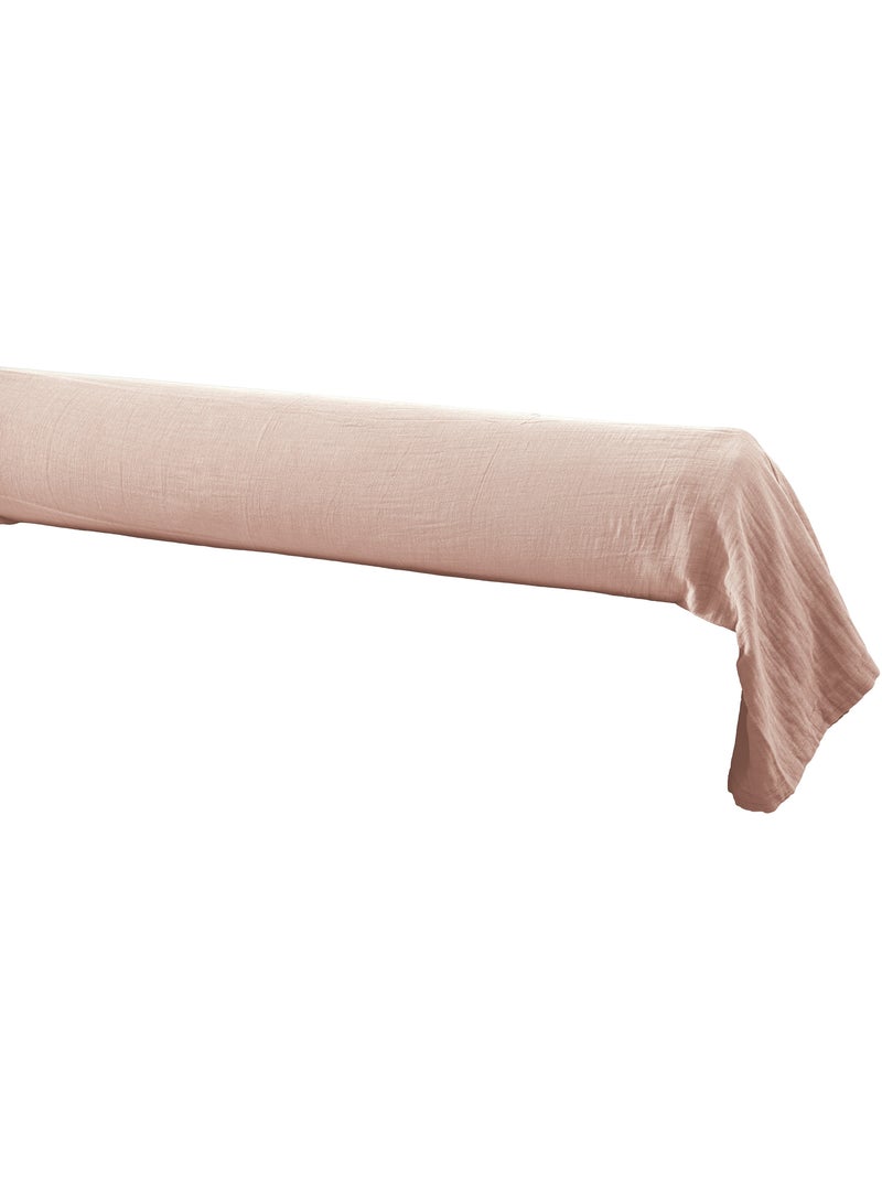 Taie de traversin - Double gaze de coton unie - Gaïa Rose poudré - Kiabi