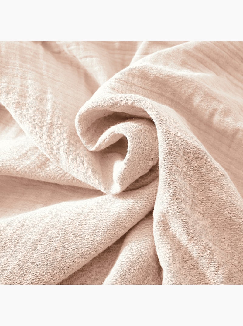 Taie de traversin - Double gaze de coton unie - Gaïa Rose poudré - Kiabi
