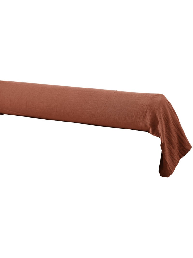 Taie de traversin - Double gaze de coton unie - Gaïa Terracotta - Kiabi