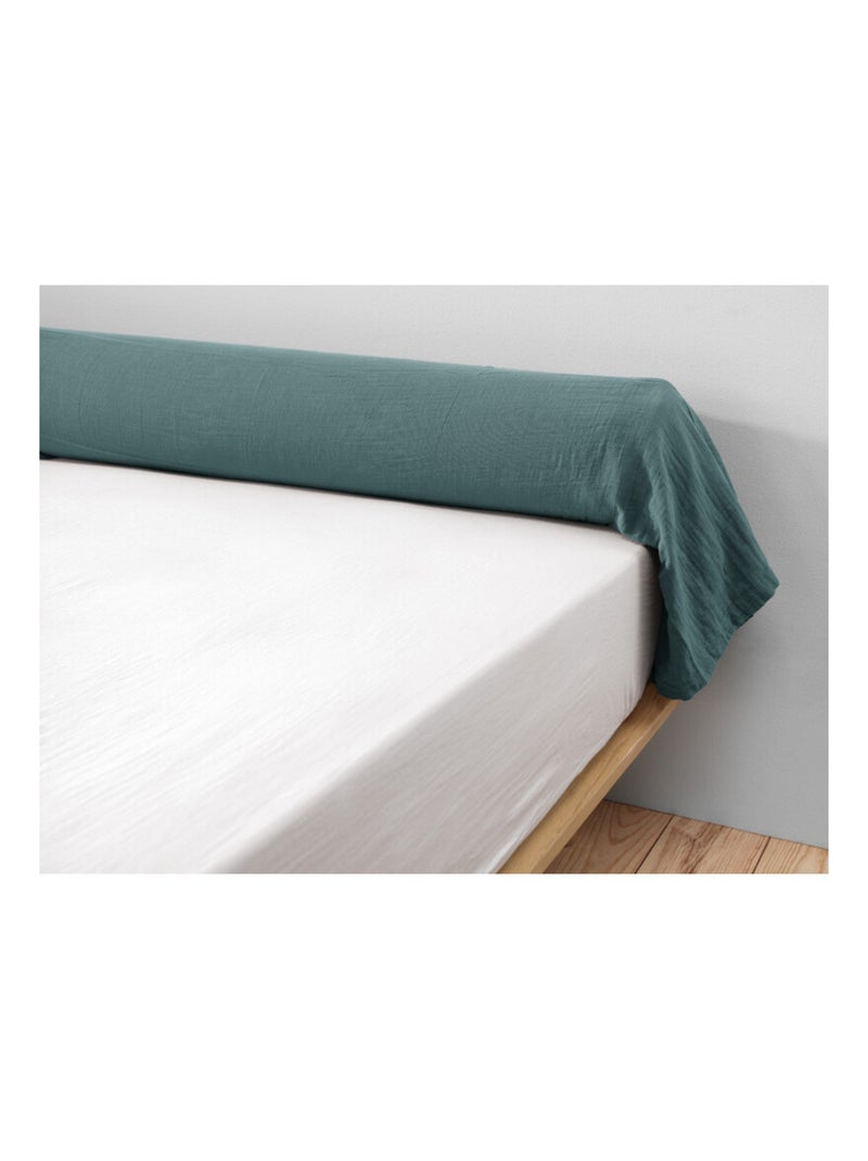 Taie de traversin - L'effet papillon - 100% gaze de coton 125 gr/m² Bleu canard - Kiabi