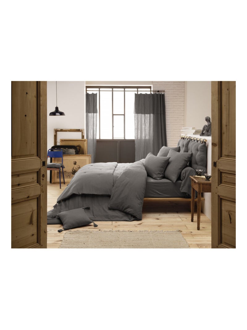 Taie de traversin - L'effet papillon - 100% gaze de coton 125 gr/m² Gris souris - Kiabi