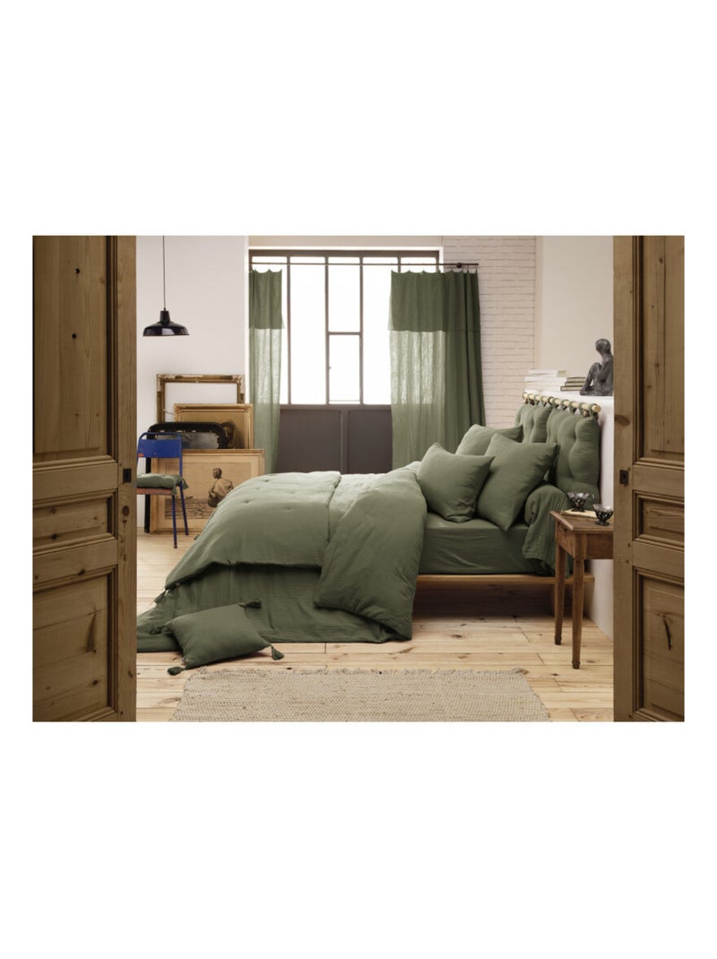 Taie de traversin - L'effet papillon - 100% gaze de coton 125 gr/m² Vert chèvrefeuille - Kiabi