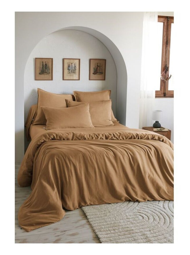 Taie de traversin - L'effet papillon - 100% Lyocell (Tencel lavé ) Camel - Kiabi