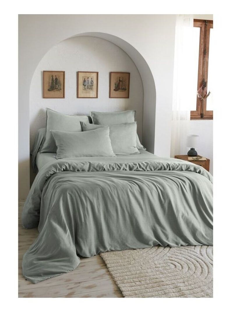 Taie de traversin - L'effet papillon - 100% Lyocell (Tencel lavé ) Vert foncé - Kiabi