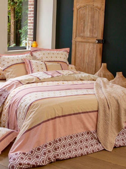 Taie de traversin 100% coton INOUK rose/beige - Kiabi