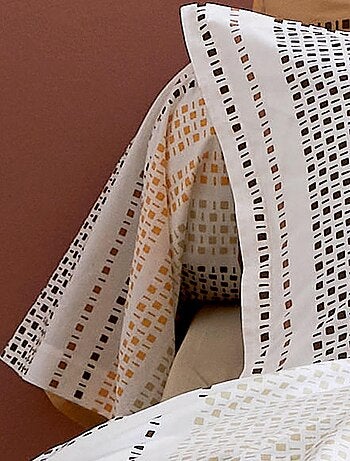 Taie de traversin à esprit géométrique en coton