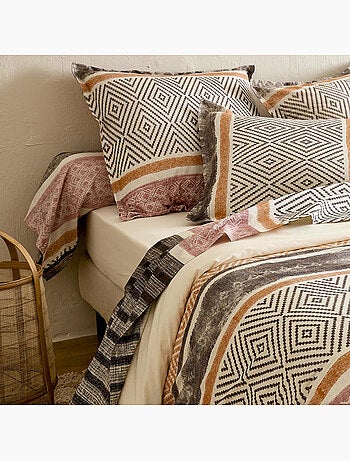 Taie de traversin coton 57 fils motif géométrique