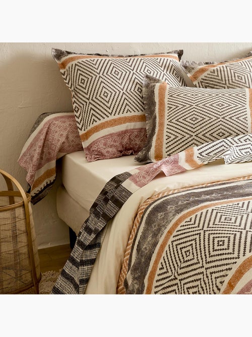 Taie de traversin coton 57 fils motif géométrique - Kiabi