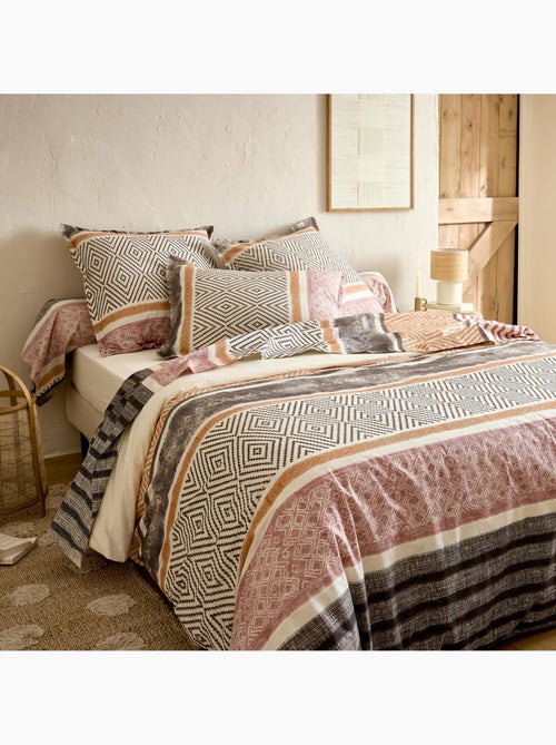 Taie de traversin coton 57 fils motif géométrique - Kiabi