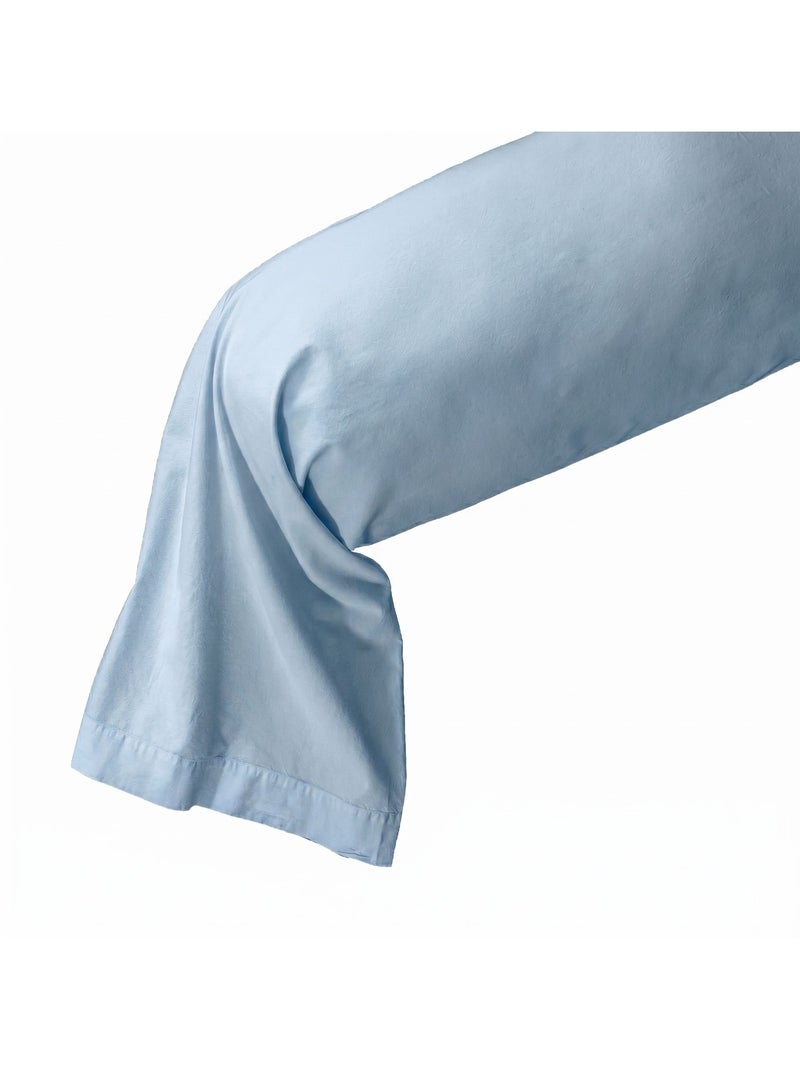 Taie de traversin coton lavé Bleu ciel - Kiabi