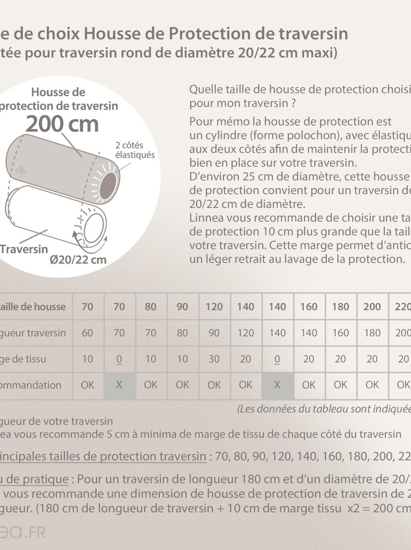 Taie de traversin coton PÉNÉLOPE Beige gris - Kiabi