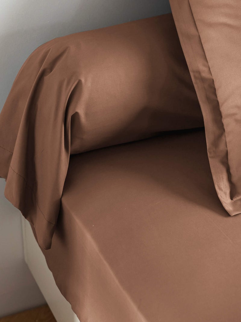 Taie de traversin coton percale Marron - Kiabi