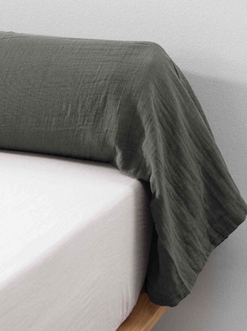 Taie de traversin double gaze gris anthracite - Kiabi