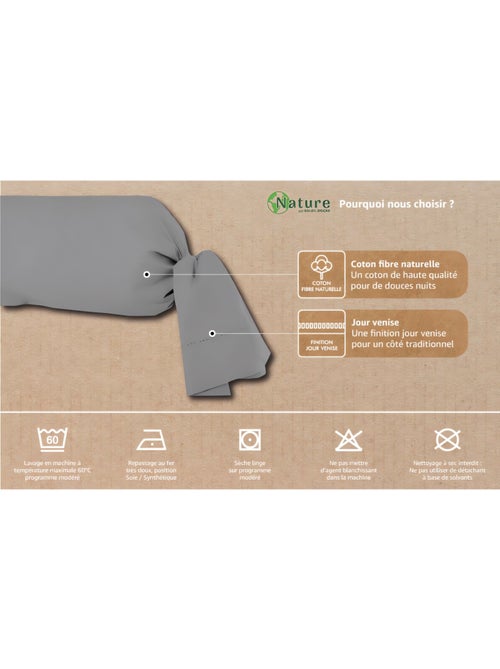 Taie de traversin en coton 45x185 cm PERCALE, par Soleil d'ocre - Kiabi