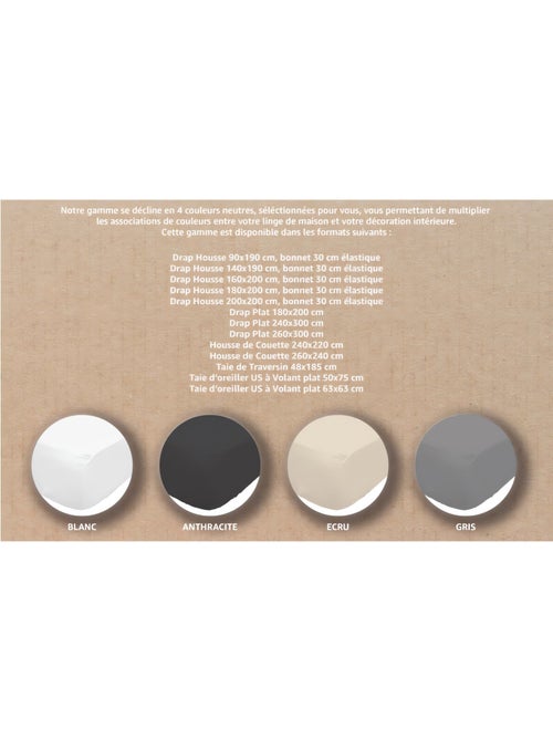 Taie de traversin en coton 45x185 cm PERCALE, par Soleil d'ocre - Kiabi