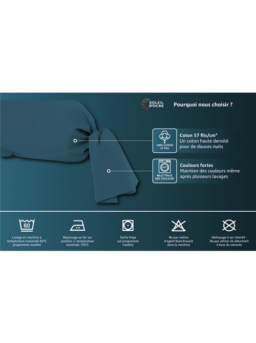 Taie de traversin en coton 57 fils UNI, par Soleil d'Ocre - Kiabi