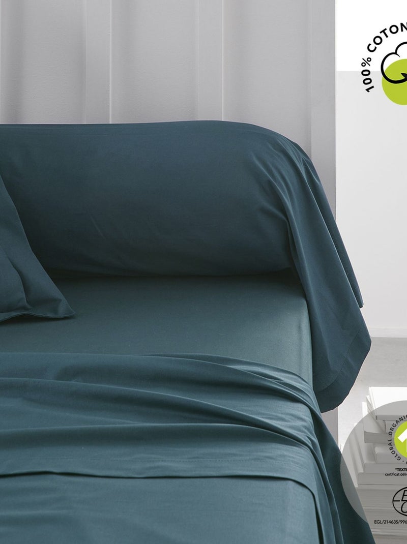 Taie de traversin en coton BIO Bleu - Kiabi
