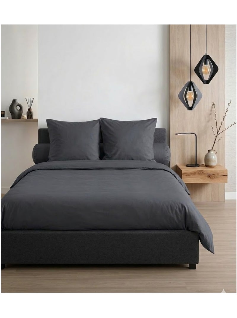 Taie de traversin en coton eden Noir Gris anthracite - Kiabi