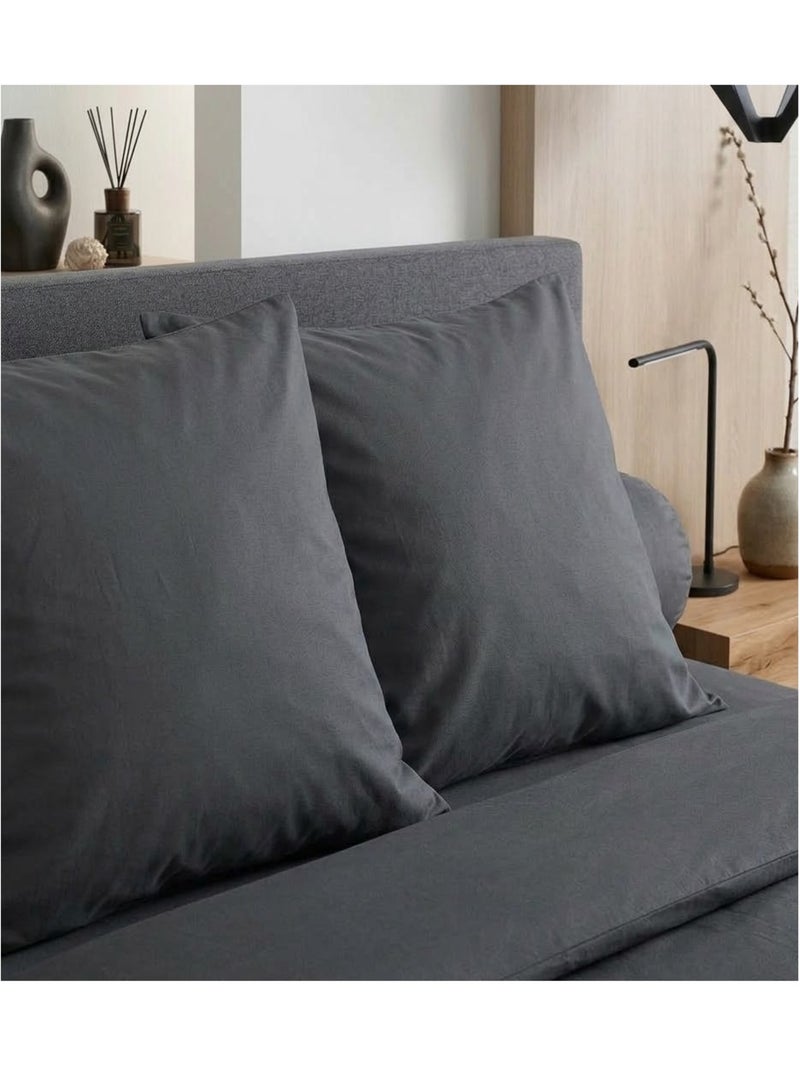 Taie de traversin en coton eden Noir Gris anthracite - Kiabi
