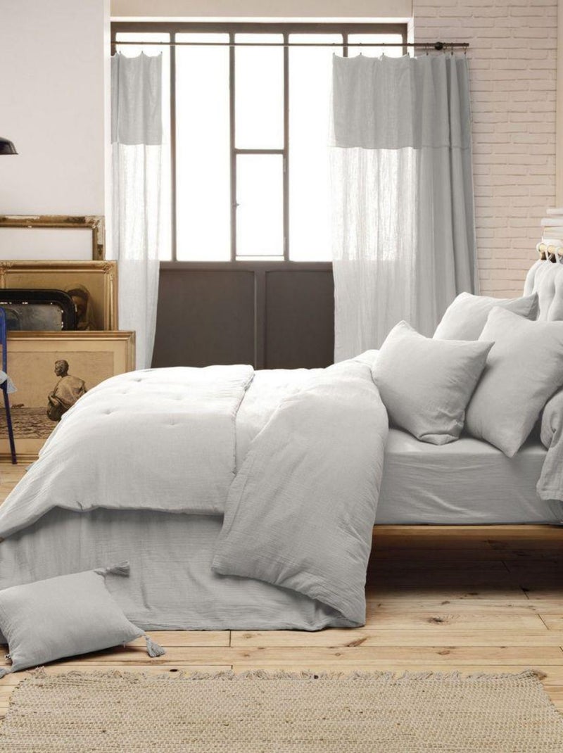 Taie de Traversin en Gaze de Coton Gris - Kiabi