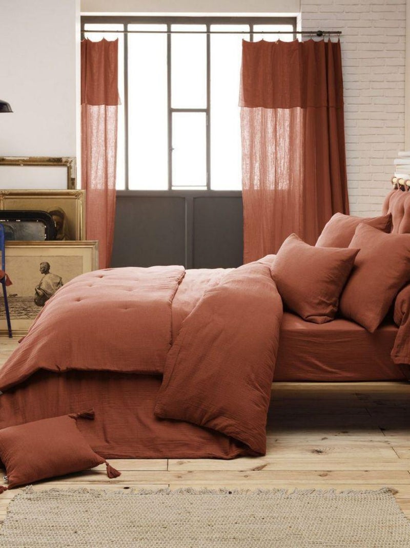 Taie de Traversin en Gaze de Coton Orange - Kiabi