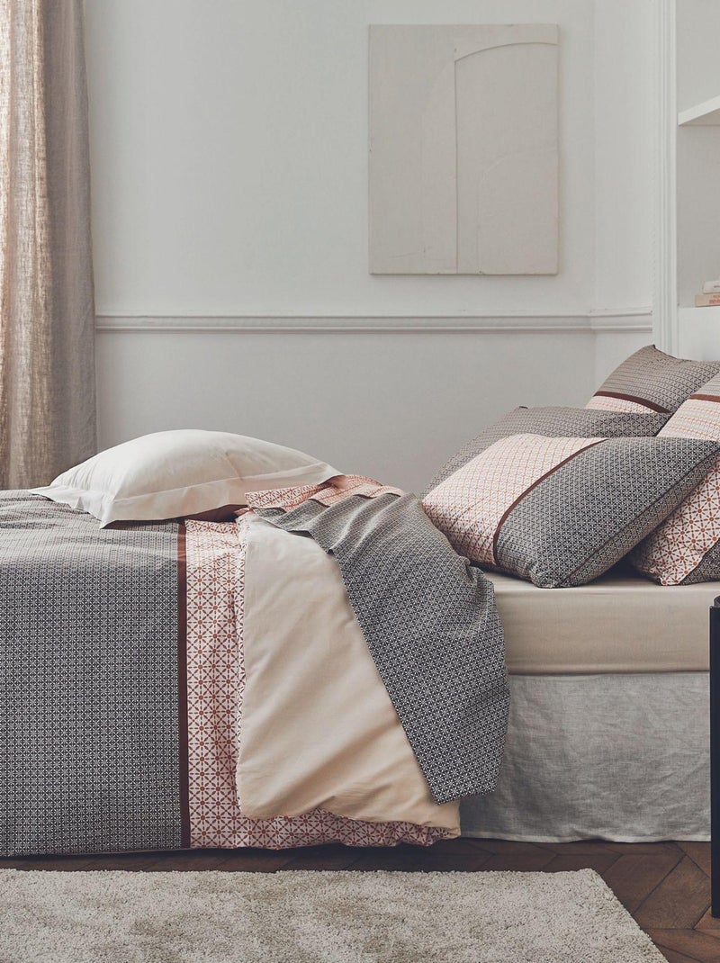 Taie de traversin en percale au style graphique Beige foncé - Kiabi