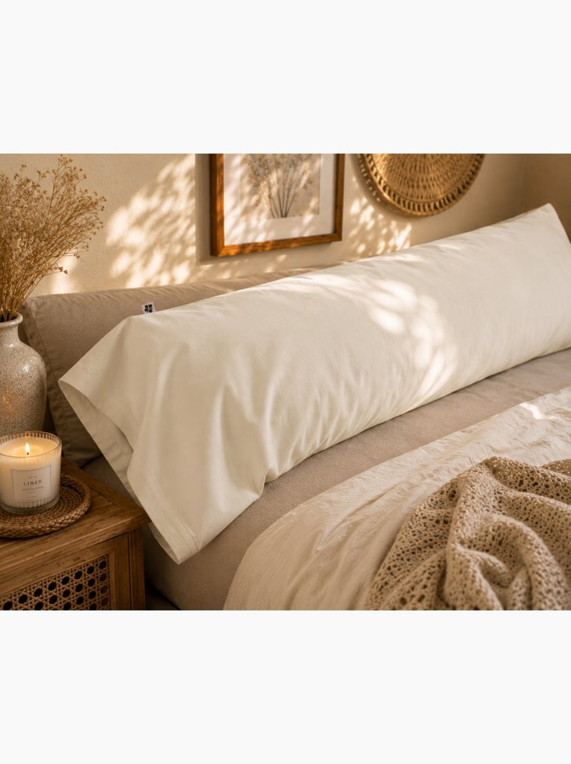 Taie de traversin en percale de coton perrine Beige - Kiabi