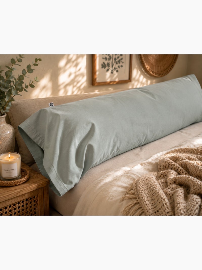 Taie de traversin en percale de coton perrine Bleu céladon - Kiabi
