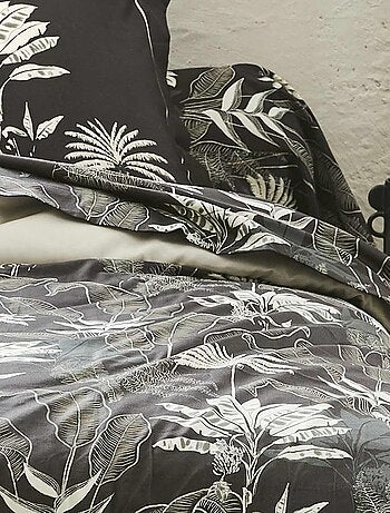 Taie de traversin en satin aux feuilles tropicales