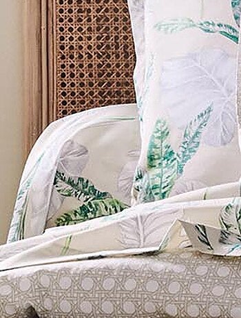 Taie de traversin en satin aux impressions exotiques