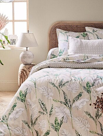 Taie de traversin en satin aux impressions exotiques