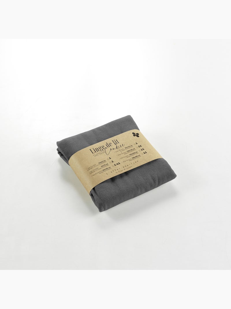 Taie de Traversin – Flanelle de coton - Douche et Chaude – Candice gris anthracite - Kiabi